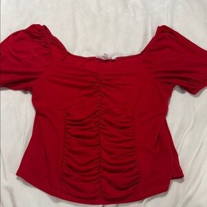 Red sweetheart, neckline corset style top